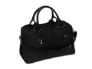 Reisetasche aus Polyester (Microfaser) mit Kunstleder-Elementen, mit Schultergurt. 1 Hauptfach und 4 kleinere Faecher.