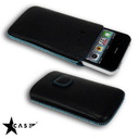 Star-Case® Nova ''Gutti'' for Apple IPhone 4, 4S echt Leder Black - Turquoise