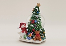SPIELUHR/SCHNEEKUGEL BAUM/SCHNEEMANN 14X20CM
