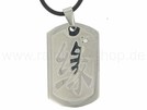 ES-08 Edelstahlanhänger mit Zirkonia-Stein an Kautschukkette