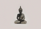 BUDDHA SCHWARZ/BEIGE SITZEND POLY 13CM