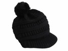 Strickmützen Mützen Mütze mit Schirm und Bommel
