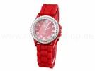 Farbe rot Silikon Strass Silikonuhr Uhr Analoguhr