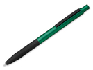 Kunststoffkugelschreiber mit Gummigrip, Metallclip und blauschreibender Mine und mit Funktion "Touch Pen".