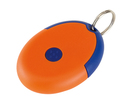 Schluesselanhaenger"Flirt"mKondom,bl/orang, 6 x 4,3 x 1,5 cm