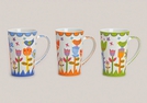BECHER BLUMEN-VOGELDEK.PORZ.SORT.13CM