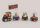 SCHNEEKUGEL-SET WEIHN.ZUG POLY/GLAS 4-TLG 7CM