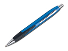 Metallkugelschreiber mit Gummigripund blauschreibender Mine.