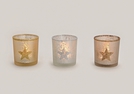 WINDLICHT GLAS STERN GLITZER 3-F.S.7X8CM