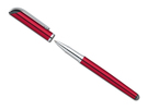 Rollerpen aus Metall mit blauschreibender Mine.