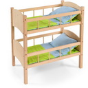 Puppen-Etagenbett Holz natur, bunter Stoff