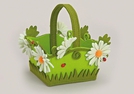 FILZKORB BLUMEN M.HENKEL 18X18X13CM
