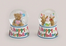 SCHNEEKUGEL"HAPPY B-DAY"2SORT.14CMHX11CM}