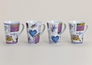BECHER PORZ.LAVENDEL 4-F.S. 12CM
