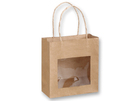 Geschenktasche aus Papier mit Sichtfenster.
