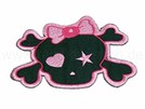 P-086 Aufnäher Patch Totenkopf rosa Schleife
