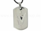 ES-10 Edelstahlanhänger mit Zirkonia-Stein an Kautschukkette