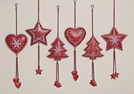 WEIHNACHTSHAENGER METALL ROT 6-FACH SORT.