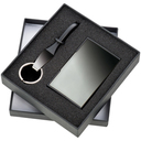 Set aus Schluesselanhaenger und Visitenkartenetui aus Metall