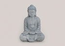 BUDDHA GRAU SITZ.POLY 26X15X38CM