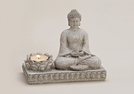 BUDDHA M.TEELICHTHALTER GRAU POLY 16X8X14CM