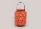 WINDLICHT LATERNE ORANGE KERAMIK 26X19CM}