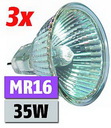 Halogen-Spiegellampenset 3 Lampen MR16, 50mm