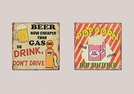 WANDBILD BEER/POPCORN METALL 2-F.S.30X30CM