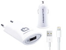Powerstar® ''Nova'' 3in1 Home und KFZ-Aufladeset für Apple IPhone 5, 5s, 5c.