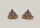 BUDDHA SITZ.BRAUN/GOLD POLY 2-F.S.11X10X8CM
