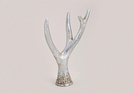 HIRSCHGEWEIHE STEHEND SILBER POLY 23CM