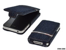 Star-Case® Flip ''Milano'' Jeans Denim für Apple IPhone 4, 4S