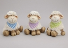 SCHAF SITZEND TON/KUNSTST.M.TUCH 3-F.S.14CM
