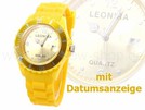 gelb Silikonuhr mit Kalender Datum Silikon Uhr Ana