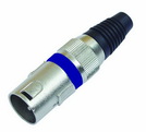 XLR-Stecker kurz, blau, 3-polig, Metall /10