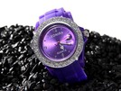 lila Silikon Strass Silikonuhr Uhr Analoguhr Watch