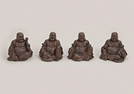BUDDHA SITZEND POLY BRAUN 4-F. SORT.8X6X8CM