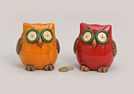 SPARDOSE EULE ROT/ORANGE KERAMIK 2-F.S.9CM