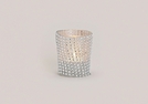 WINDLICHT SILBER GLITTER GLAS 7X5CM}