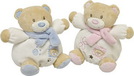 Bär rund mit Klapper rosa/blau 18cm sortiert , 1Stück