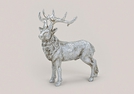 HIRSCH STEHEND POLY SILBER 16X10X19CM
