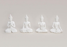 BUDDHA SITZEND POLY WEISS 4-FACH S. 4X4X8CM