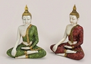 BUDDHA SITZEND GRUEN/ROT POLY 2-F.S.22X13X30C