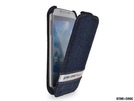 Star-Case® Flip ''Roma'' Jeans Denim für Samsung i9505 Galaxy S4 blue