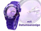 lila Silikonuhr mit Kalender Datum Silikon Uhr Ana