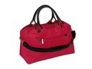 Reisetasche aus Polyester (Microfaser) mit Kunstleder-Elementen, mit Schultergurt. 1 Hauptfach und 4 kleinere Faecher.