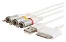 iPhone Audio/Video-Kabel (Apple-Stecker, 3x Cinch + 1x USB), Länge: 0,1m