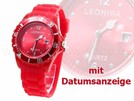 rot Silikonuhr mit Kalender Datum Silikon Uhr Anal