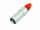 XLR-Stecker kurz, rot, 3-polig, Metall /10