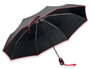 Taschenschirm aus Polyester mit open-close-System, Kunststoffgriff und Schutzhuelle, 7 Segmente.